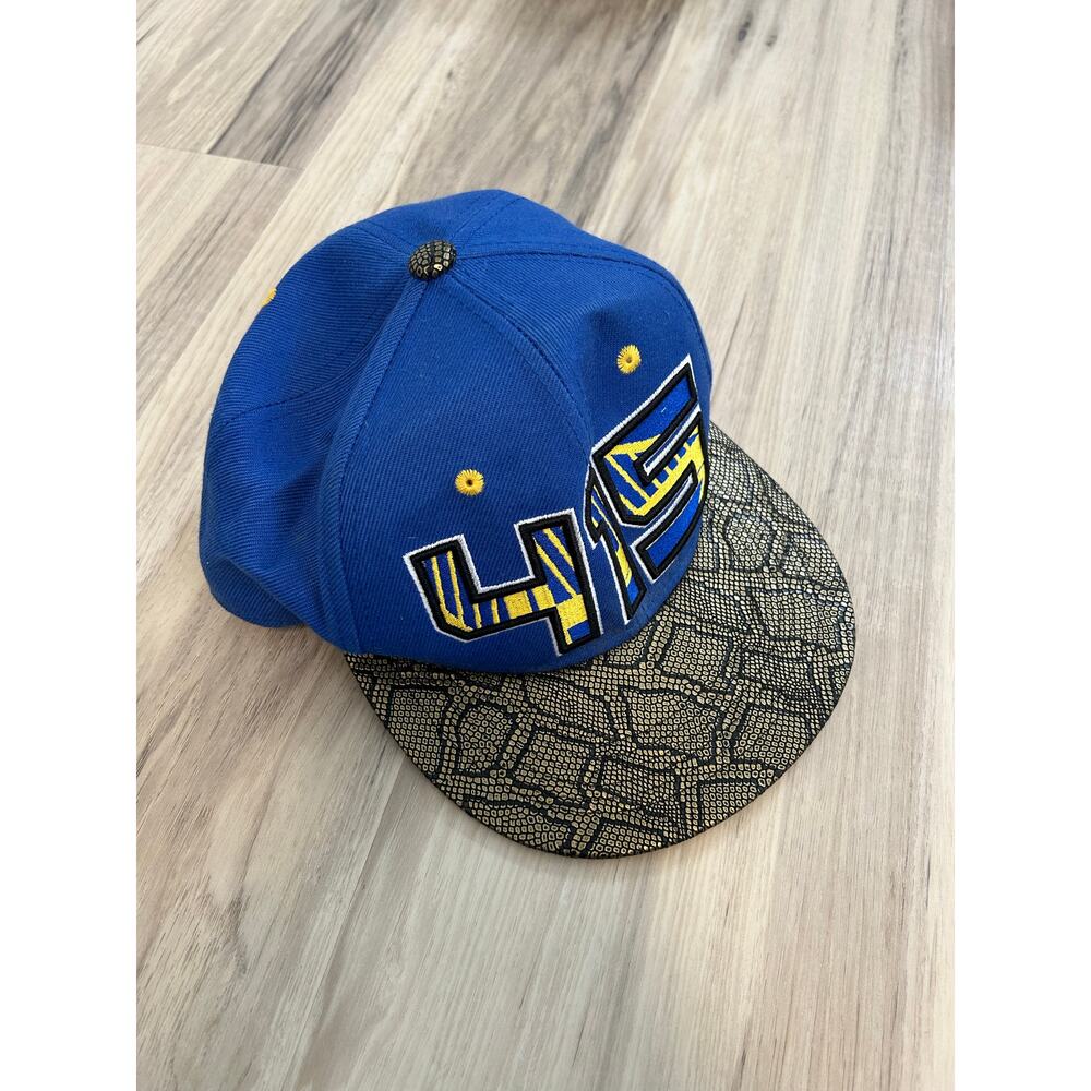 Golden State Warriors 415 Syke Blue Snapback Baseball Hat Cap Snake Print Brim